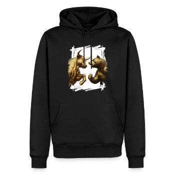 Bulle vs. Bärenmarkt - Männer Premium Bio Hoodie - Schwarz - Vorne - Nico (187cm)