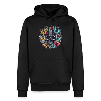 Conception de papillon de crâne - Sweat à capuche Premium bio Homme - noir - Devant - Nico (187cm)