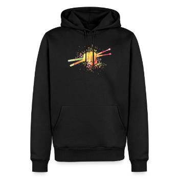 Drums Drums Drumstick Drummer Music Band Rock - Men’s Premium Organic Hoodie - black - Front - Nico (187cm)
