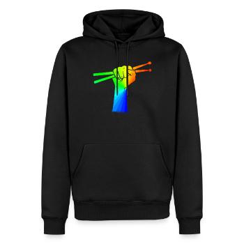 Tambours Tambours Baguette Batteur Musique Groupe Rock - Sweat à capuche Premium bio Homme - noir - Devant - Nico (187cm)