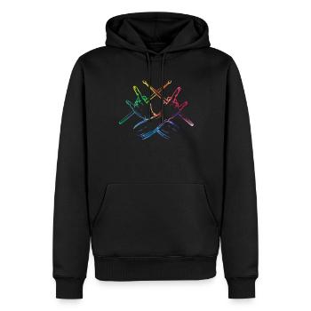 Tambours Baguettes Tambours Batteur Musique Groupe Rock - Sweat à capuche Premium bio Homme - noir - Devant - Nico (187cm)