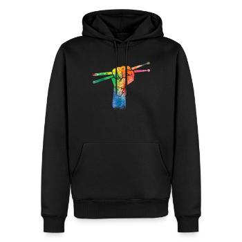 Drums Drums Drumstick Drummer Music Band Rock - Men’s Premium Organic Hoodie - black - Front - Nico (187cm)