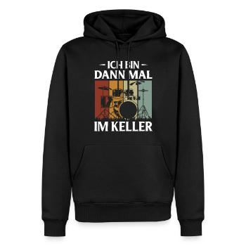 Drums Drums Drumstick Drummer Music Band Rock - Men’s Premium Organic Hoodie - black - Front - Nico (187cm)