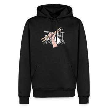 Drums Drums Drumstick Drummer Music Band Rock - Men’s Premium Organic Hoodie - black - Front - Nico (187cm)