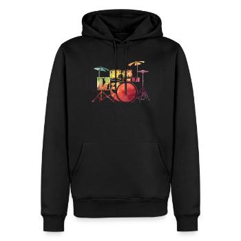 Tambours Baguettes Tambours Batteur Musique Groupe Rock - Sweat à capuche Premium bio Homme - noir - Devant - Nico (187cm)