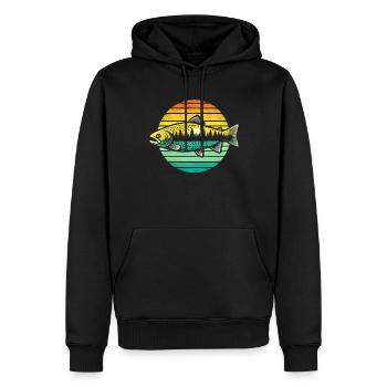 Pêche Pêche Pêche à la truite Pêche - Sweat à capuche Premium bio Homme - noir - Devant - Nico (187cm)