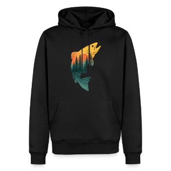 Pêche Pêche Pêche à la truite Pêche - Sweat à capuche Premium bio Homme - noir - Devant - Nico (187cm)