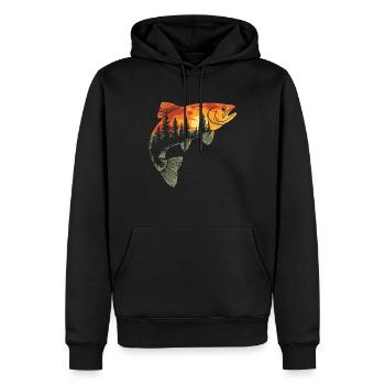 Pêche Pêche Pêche à la truite Pêche - Sweat à capuche Premium bio Homme - noir - Devant - Nico (187cm)