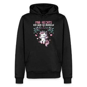 J’en ai assez, je vais me balancer, licorne drôle - Sweat à capuche Premium bio Homme - noir - Devant - Nico (187cm)