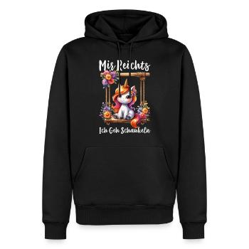 J’en ai assez, je vais me balancer, licorne drôle - Sweat à capuche Premium bio Homme - noir - Devant - Nico (187cm)
