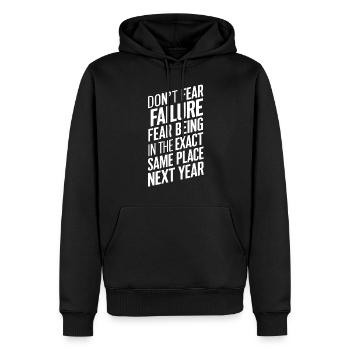 Keine Angst vor dem Scheitern, Angst davor, in genau der gleichen Situation zu sein - Männer Premium Bio Hoodie - Schwarz - Vorne - Nico (187cm)