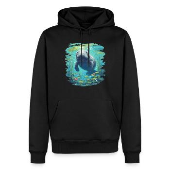Lamantins Seekuh Lamantin - Sweat à capuche Premium bio Homme - noir - Devant - Nico (187cm)
