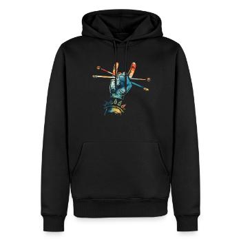 Tambours Tambours Baguette Batteur Musique Groupe Rock - Sweat à capuche Premium bio Homme - noir - Devant - Nico (187cm)