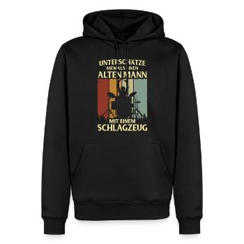Tambours Tambours Baguette Batteur Musique Groupe Rock - Sweat à capuche Premium bio Homme - noir - Devant - Nico (187cm)
