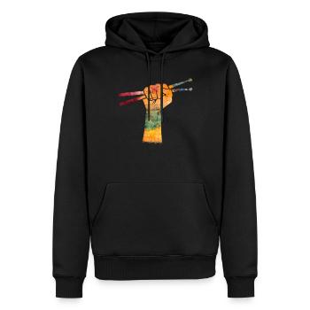 Tambours Tambours Baguette Batteur Musique Groupe Rock - Sweat à capuche Premium bio Homme - noir - Devant - Nico (187cm)
