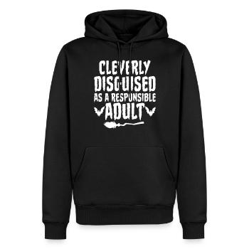 Cleverly Disguised as Responsible Adult - Men’s Premium Organic Hoodie - black - Front - Nico (187cm)