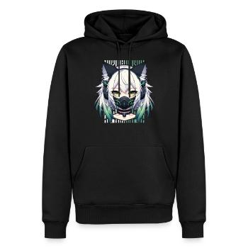 Japonais Manga Anime Esthétique Cyberpunk Techwear - Sweat à capuche Premium bio Homme - noir - Devant - Nico (187cm)