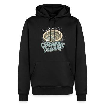 Poterie Poterie Poterie Céramique Rêves - Sweat à capuche Premium bio Homme - noir - Devant - Nico (187cm)