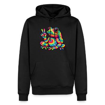 Frog Peace Sign Cute Hippie - Men’s Premium Organic Hoodie - black - Front - Nico (187cm)