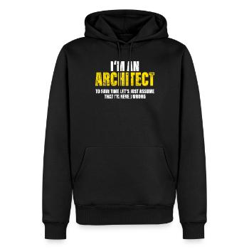 Architecte Drôle Dicton Profession Collègue Cadeau - Sweat à capuche Premium bio Homme - noir - Devant - Nico (187cm)