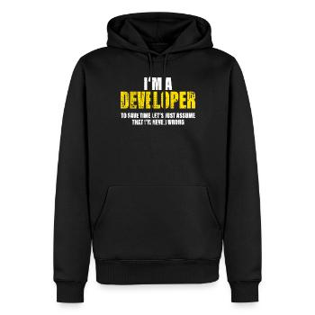 Entwickler Lustig Spruch Beruf Kollegen Geschenk - Männer Premium Bio Hoodie - Schwarz - Vorne - Nico (187cm)