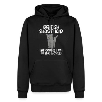 British Shorthair Gifts - Männer Premium Bio Hoodie - Schwarz - Vorne - Nico (187cm)