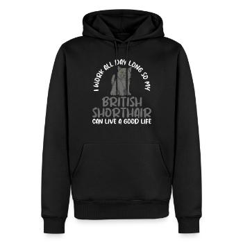 British Shorthair Gifts - Männer Premium Bio Hoodie - Schwarz - Vorne - Nico (187cm)