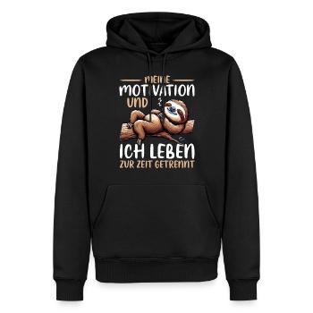 Ma motivation et moi vivons actuellement séparément - Sweat à capuche Premium bio Homme - noir - Devant - Nico (187cm)