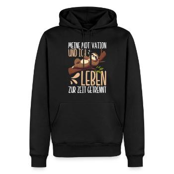 Ma motivation et moi vivons actuellement séparément - Sweat à capuche Premium bio Homme - noir - Devant - Nico (187cm)