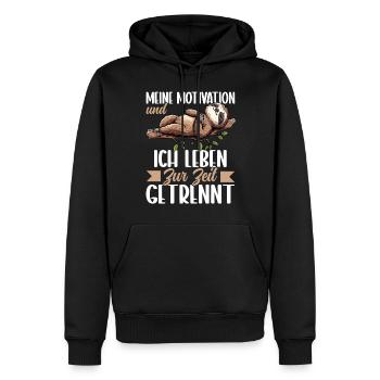 Ma motivation et moi vivons actuellement séparément - Sweat à capuche Premium bio Homme - noir - Devant - Nico (187cm)