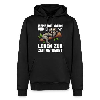 Ma motivation et moi vivons actuellement séparément - Sweat à capuche Premium bio Homme - noir - Devant - Nico (187cm)