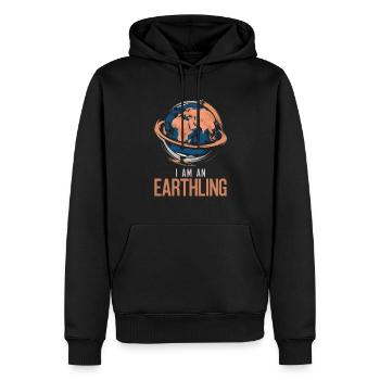Je suis un terrien / Humain fier / Terre , Monde - Sweat à capuche Premium bio Homme - noir - Devant - Nico (187cm)