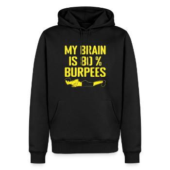 Fitness Fanatics My Brain 80% Burpees Calisthenics - Männer Premium Bio Hoodie - Schwarz - Vorne - Nico (187cm)