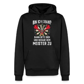 Cadeau de fléchettes Jeu de fléchettes Bullseye - Sweat à capuche Premium bio Homme - noir - Devant - Nico (187cm)