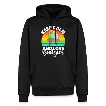 Budgie Gift - Männer Premium Bio Hoodie - Schwarz - Vorne - Nico (187cm)