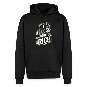 Ich entscheide mich, reich / Geld zu sein - Männer Premium Bio Hoodie - Schwarz - Vorne - Nico (187cm)