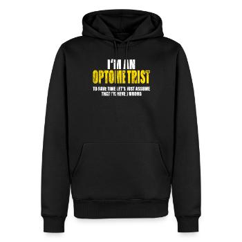 Opticien Drôle Parole Profession Collègue Cadeau - Sweat à capuche Premium bio Homme - noir - Devant - Nico (187cm)