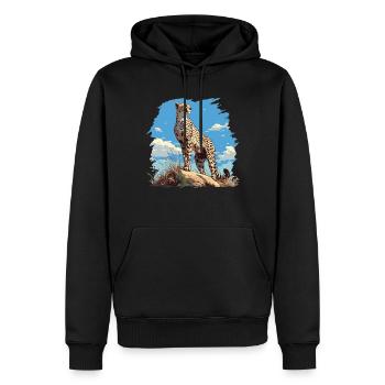 Cheetah Geparde Gepard - Männer Premium Bio Hoodie - Schwarz - Vorne - Nico (187cm)