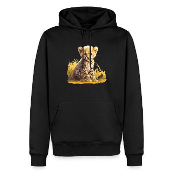 Cheetah Geparde Gepard - Männer Premium Bio Hoodie - Schwarz - Vorne - Nico (187cm)