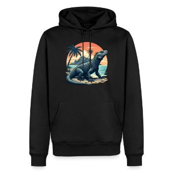 Leguan Galapagos - Männer Premium Bio Hoodie - Schwarz - Vorne - Nico (187cm)