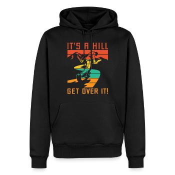 Courir c’est une colline S’en sortir Marathonien - Sweat à capuche Premium bio Homme - noir - Devant - Nico (187cm)