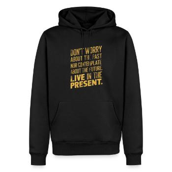 Vivre dans le présent - Sweat à capuche Premium bio Homme - noir - Devant - Nico (187cm)