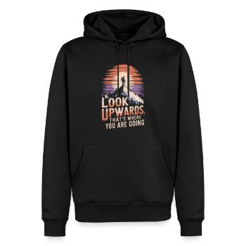 Regardez vers le haut, c’est là que vous allez montagne - Sweat à capuche Premium bio Homme - noir - Devant - Nico (187cm)