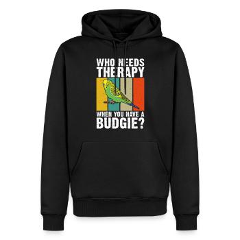 Budgie Gift - Männer Premium Bio Hoodie - Schwarz - Vorne - Nico (187cm)