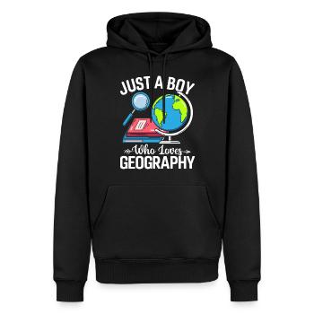 Nur ein Junge, der Geographie liebt Kartographie Lustig - Männer Premium Bio Hoodie - Schwarz - Vorne - Nico (187cm)