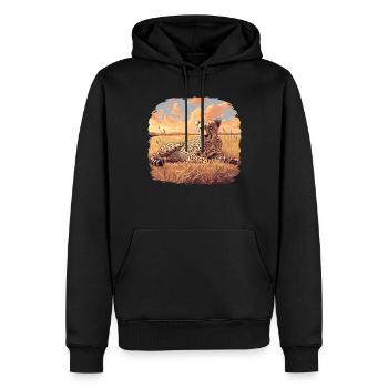 Cheetah Geparde Gepard - Männer Premium Bio Hoodie - Schwarz - Vorne - Nico (187cm)