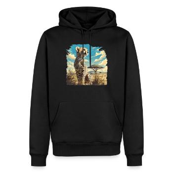 Cheetah Geparde Gepard - Männer Premium Bio Hoodie - Schwarz - Vorne - Nico (187cm)