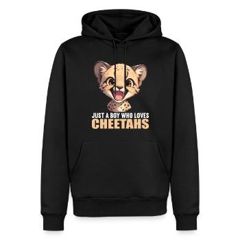 Cheetah Geparde Gepard - Männer Premium Bio Hoodie - Schwarz - Vorne - Nico (187cm)