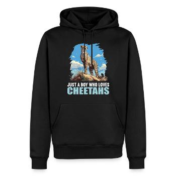 Cheetah Geparde Gepard - Männer Premium Bio Hoodie - Schwarz - Vorne - Nico (187cm)