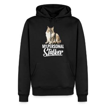 Katze: Mein Persönlicher Stalker - Männer Premium Bio Hoodie - Schwarz - Vorne - Nico (187cm)